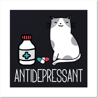 Antidepressant smiling cute Cat Posters and Art